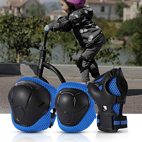  Hindom Kids Protective Gear Knee Elbow Wrist Pads for BikingCyclingRiding, Scooter, Skateboard, Skating, 6 Colors