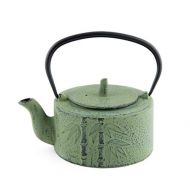 Hinomaru Collection Artisan Workshop Japanese Tetsubin Green Bamboo Cast Iron Teapot 24 oz with Stainless Steel Infuser