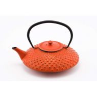 Hinomaru Collection Artisan Workshop Red Dotted Hobnail Japanese Tetsubin Tea Kettle Cast Iron Teapot with Stainless Steel Infuser 40 oz