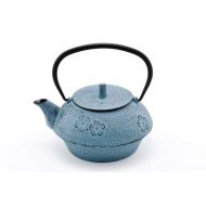 Hinomaru Collection Artisan Workshop Blue Umei Plum Blossom Japanese Tetsubin Tea Kettle Cast Iron Teapot with Stainless Steel Infuser 40 oz