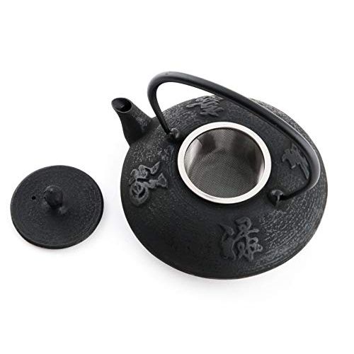  Hinomaru Collection Artisan Workshop Japanese Tetsubin Chinese Calligrahpy Cast Iron Teapot 20oz with Stainless Steel Infuser