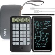 Hion Calculator,12-Digit Large Display Office Desk Calcultors with Erasable Writing Table,Rechargeable Hand held Multi-Function Mute Pocket Desktop Calculator for Basic Financial Home School,Black