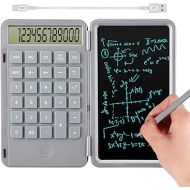 Hion Calculators,12-Digit Large Display Rechargeable Pocket Office Desktop Calculator with Erasable Wiriting Tablet,Mute Basic Desk Calculators with Doodle Pad for Student Home School,Grey