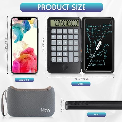  Hion Calculator,12-Digit Large Display Office Desk Calcultors with Erasable Writing Table,Rechargeable Hand held Multi-Function Mute Pocket Desktop Calculator for Basic Financial H