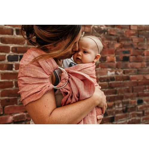  Hip Baby Wrap Linen Ring Sling Baby Carrier for Infants and Toddlers (Rosewood Chambray)