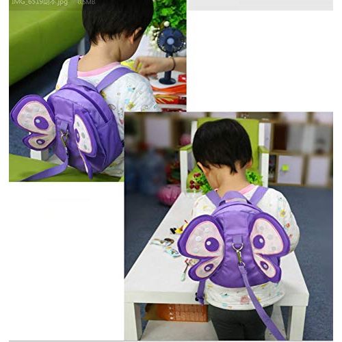  [아마존베스트]Hipiwe Baby Anti-Lost Backpack Butterfly Walking Safety Belt Harness Toddler Reins Strap with Leash (Purple)