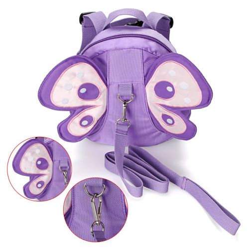  [아마존베스트]Hipiwe Baby Anti-Lost Backpack Butterfly Walking Safety Belt Harness Toddler Reins Strap with Leash (Purple)