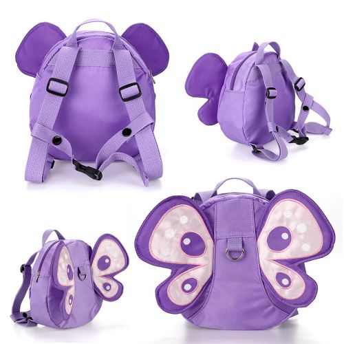  [아마존베스트]Hipiwe Baby Anti-Lost Backpack Butterfly Walking Safety Belt Harness Toddler Reins Strap with Leash (Purple)