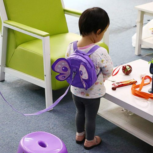  [아마존베스트]Hipiwe Baby Anti-Lost Backpack Butterfly Walking Safety Belt Harness Toddler Reins Strap with Leash (Purple)