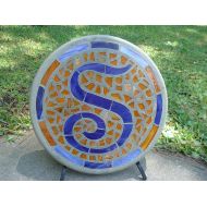 HippMosaics Stepping Stone - Monogram Mania Mosaic-Personalized with Any Letter or Color Combination - Stained Glass & Concrete 14 Round