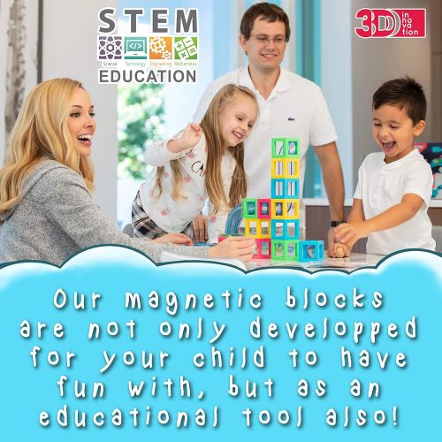  Hippococo Magnetic 3D Building Blocks with Marble Run Game: New Innovative STEM Educational Toy for Boys/Girls, Durable, Sturdy & Safe Construction Set, Promote Kids Creativity & I