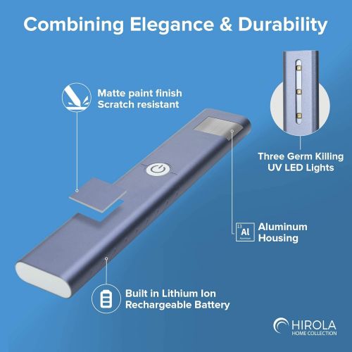  Hirola UV Light Sanitizer Wand - Travel Size Hand Sanitizer, Portable UV Light Sanitizer for Baby Toys, Work, Home, Gym, Travel, Bathrooms, Eliminates 99.9% of Viruses & Bacteria, UV Wand