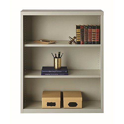  Hirsh Industries LLC Hirsh 3 Shelf Metal Bookcase in Light Gray