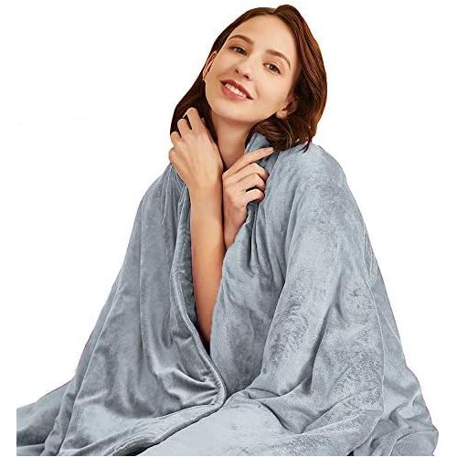  [아마존베스트]Hiseeme Warm Weighted Blanket for Adult (10 lbs, 48x72, Twin Size) Warm Blanket Great for Winter - Grey