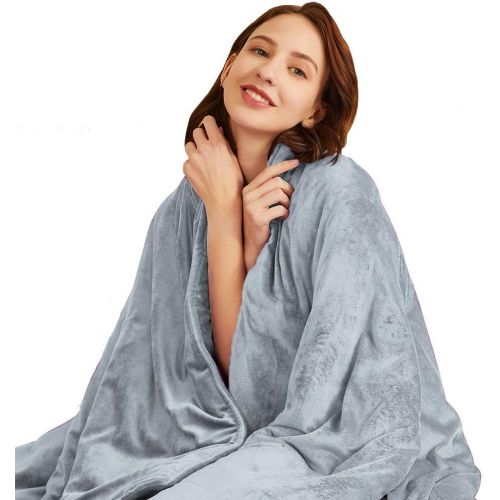 [아마존베스트]Hiseeme Warm Weighted Blanket for Adult (10 lbs, 48x72, Twin Size) Warm Blanket Great for Winter - Grey