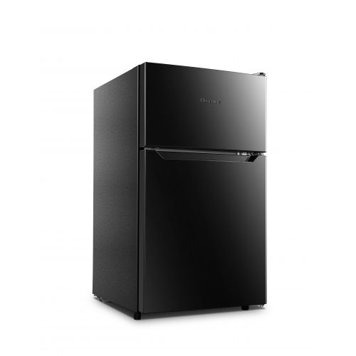 하이센스 Hisense 3.2 Cu Ft Two Door Mini Fridge with Freezer RT32D6ABE, Black