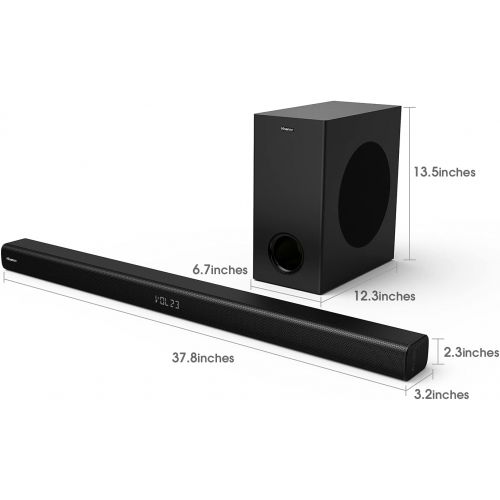 하이센스 Hisense HS218 2.1ch Sound Bar with Wireless Subwoofer, 200W, Powered by Dolby Audio, Roku TV ready, Bluetooth, HDMI ARC/Optical/AUX/USB, 3 EQ Modes