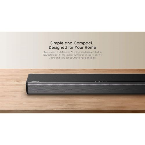 하이센스 Hisense HS218 2.1ch Sound Bar with Wireless Subwoofer, 200W, Powered by Dolby Audio, Roku TV ready, Bluetooth, HDMI ARC/Optical/AUX/USB, 3 EQ Modes