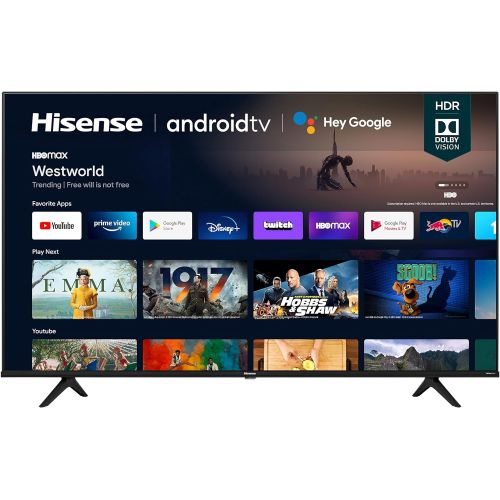 하이센스 Hisense 65A6G 65-Inch 4K Ultra HD Android Smart TV with Alexa Compatibility (2021 Model), Black