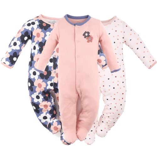  Hisharry Baby Girls Footed Pajamas 3-Pack Cotton Infant Overall Sleeper and Play