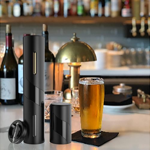  Hisip Electric Wine Opener, Battery Wine Bottle Opener with Foil Cutter, Automatic Corkscrew Contains Magnetic Beer Opener Electric Corkscrew Potable for Home Bar Christmas Day Gif