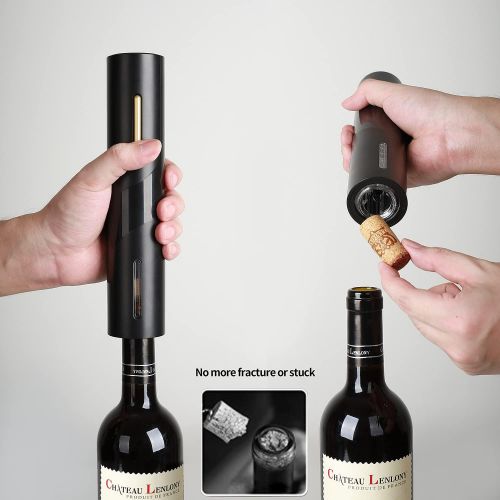  Hisip Electric Wine Opener, Battery Wine Bottle Opener with Foil Cutter, Automatic Corkscrew Contains Magnetic Beer Opener Electric Corkscrew Potable for Home Bar Christmas Day Gif