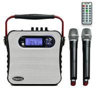 Hisonic HS488 UHF Dual Channel Wireless PA system with Bluetooth, MP3 Player, FM Radio and Voice Recorder, 90 Watts,white Color with 2 Handheld Microphones