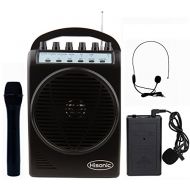 Hisonic HS128MP3 Lithium Rechargeable Battery Wireless Portable PA System with USB & SD Port MP3 Player with Car Cigarette Lighter Cable (HS120B+MP3 Player Black)
