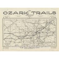 Historic Pictoric Map : Oklahoma 1921, [National Highways map of Oklahoma and The Texas Panhandle : Showing The Ozark Trails Route], Antique Vintage Reproduction : 24in x 18in