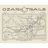 Historic Pictoric Map : Oklahoma 1921, [National Highways map of Oklahoma and The Texas Panhandle : Showing The Ozark Trails Route], Antique Vintage Reproduction : 44in x 33in
