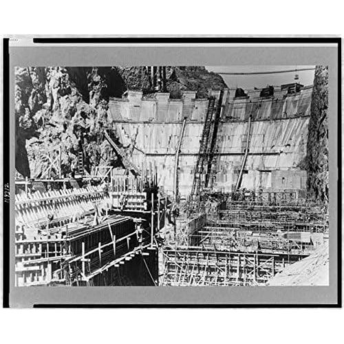  HistoricalFindings Photo: Construction,Boulder Dam,Hoover Dam,Boulder City,Nevada,1934,Downstream Face