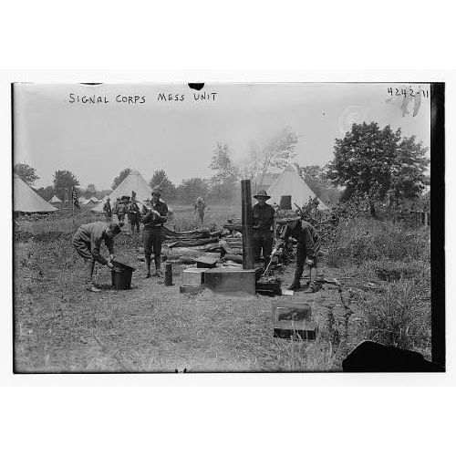  HistoricalFindings Photo: Signal Corps Mess Unit,Wood,Stove,Tents,Military,Bain News Service