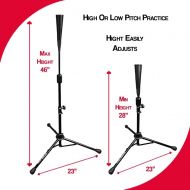 Hit Run Steal Heavy Duty Baseball and Softball Portable Travel Batting Tee. Easy Adjustable Height, Rolled Flexible Rubber Tee Top. Hitting Tee for Any Age Player Baseball, Softbal