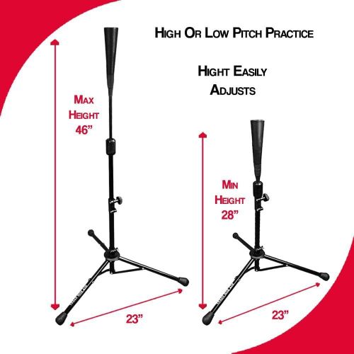  Hit Run Steal Heavy Duty Baseball and Softball Portable Travel Batting Tee. Easy Adjustable Height, Rolled Flexible Rubber Tee Top. Hitting Tee for Any Age Player Baseball, Softbal