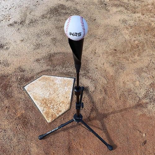  Hit Run Steal Heavy Duty Baseball and Softball Portable Travel Batting Tee. Easy Adjustable Height, Rolled Flexible Rubber Tee Top. Hitting Tee for Any Age Player Baseball, Softbal