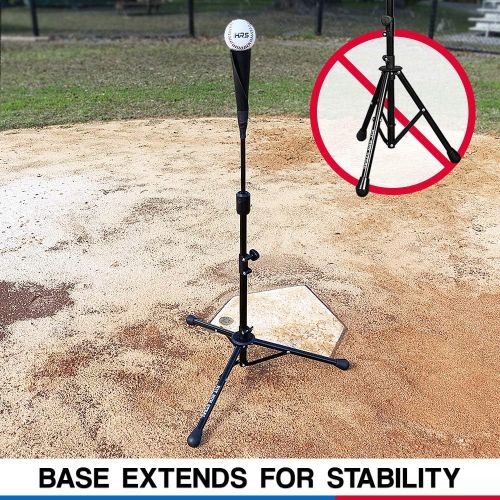  Hit Run Steal Heavy Duty Baseball and Softball Portable Travel Batting Tee. Easy Adjustable Height, Rolled Flexible Rubber Tee Top. Hitting Tee for Any Age Player Baseball, Softbal