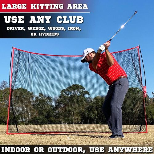  [아마존베스트]Hit Run Steal Heavy Duty Golf Net 10 X 7 - Perfect Golf Practice Net for Indoor Outdoor Garage Backyard Golf Practice. Golf Hitting Net is A Portable Home Driving Range. Comes W/Carry Bag