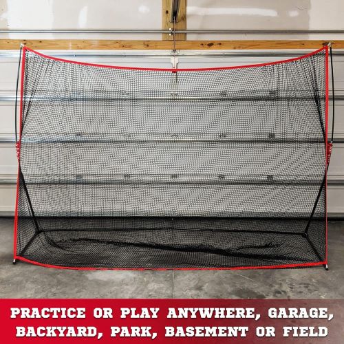  [아마존베스트]Hit Run Steal Heavy Duty Golf Net 10 X 7 - Perfect Golf Practice Net for Indoor Outdoor Garage Backyard Golf Practice. Golf Hitting Net is A Portable Home Driving Range. Comes W/Carry Bag