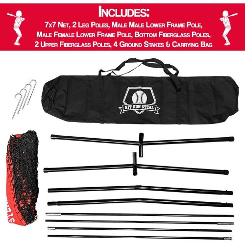  Hit Run Steal Practice Baseball and Softball Heavy Duty Large Hitting Net and Carrying Bag