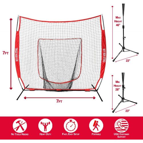  Hit Run Steal Practice Baseball and Softball Heavy Duty Large Hitting Net and Carrying Bag