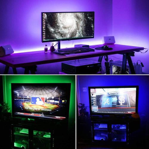  [아마존 핫딜]  [아마존핫딜]LED Strip Lights, HitLights 3 Pre-Cut 12Inch/36Inch LED Light Strip Accent Kit for 24-60 TV,Mirror,PC, Flexible Color Changing 5050 LED Accent Kit with RF Remote, Power Supply and