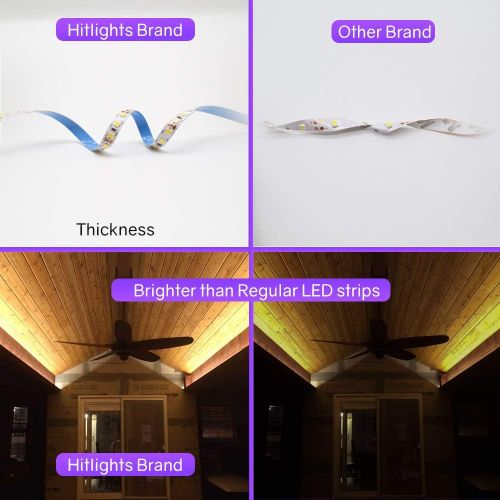  [아마존 핫딜] HitLights Warm White LED Strip Lights, UL-Listed Premium High Density 2835-16.4 Feet, 600 LEDs, 3000K, 44W, CRI 90+, 12V DC LED Tape Lights for Under Cabinet, Kitchen, Lighting Pro