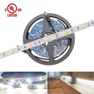 HitLights Cool White LED Light Strip, Premium High Density 5050-16.4 Feet, 300 LEDs, 5000K, 384 Lumens per Foot. 12V DC Tape Light. UL-Listed