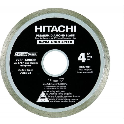  Hitachi 728726 4-Inch Wet and Dry Cut Continuous Rim Diamond Saw Blade for Tile and Stone