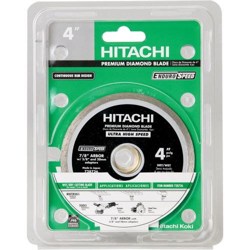  Hitachi 728726 4-Inch Wet and Dry Cut Continuous Rim Diamond Saw Blade for Tile and Stone