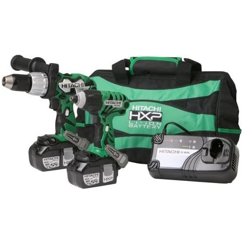  Factory-Reconditioned: Hitachi KC18DDL 18-Volt Li-Ion Impact Driver and Drill Combo Kit