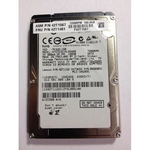  Hitachi HTS723216L9SA60 SATA 160GB HDD Hard Drive 2.5 7200RPM Laptop