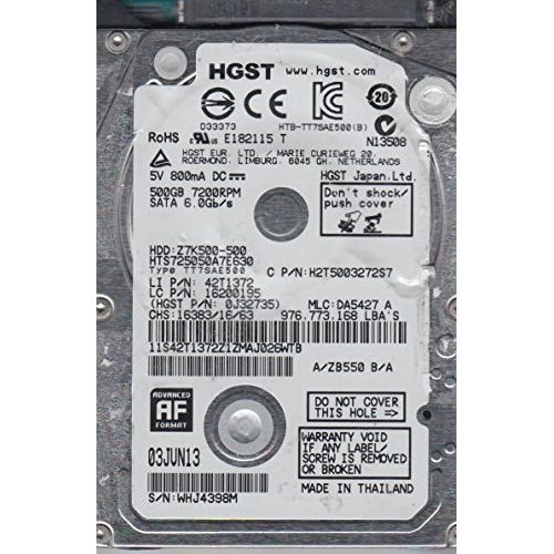  HTS725050A7E630, PN 0J32735, MLC DA5427, Hitachi 500GB SATA 2.5 Hard Drive