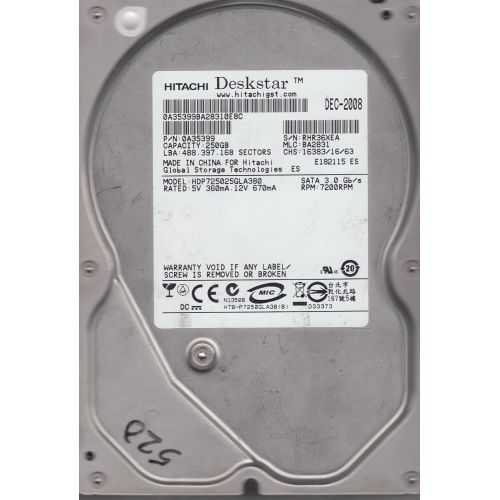  Hitachi Deskstar HDP725025GLA380 250 GB 3.5 7200 RPM SATA Hard Drive