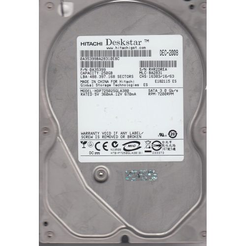  Hitachi Deskstar HDP725025GLA380 250 GB 3.5 7200 RPM SATA Hard Drive